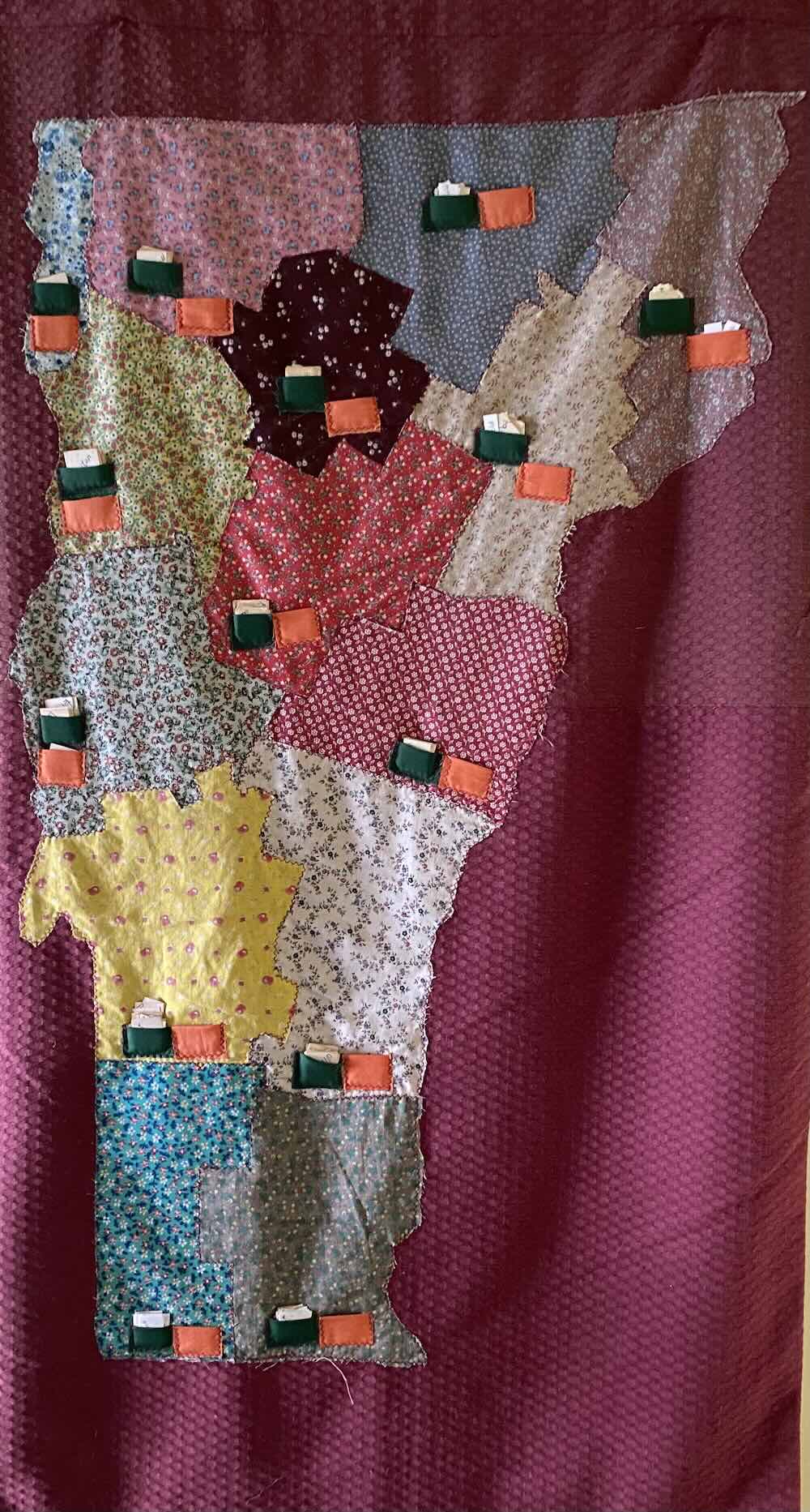quilted map of Vermont
