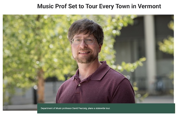 Music Prof Set to Tour Every Town in Vermont