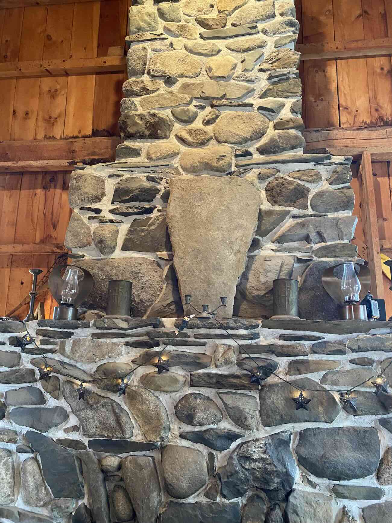 chimney with stone in shape of Vermont